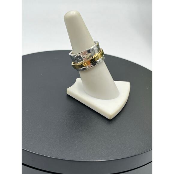 Silpada Sterling Silver and 14k Gold Plated Spinner Ring R1476 model Sz 7.25 - Picture 4 of 9